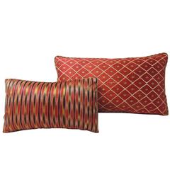 19th Century Red Moroccan Silk Pillows