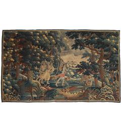 Antique 18th Century Aubusson Tapestry Featuring Diana, Goddess of the Hunt