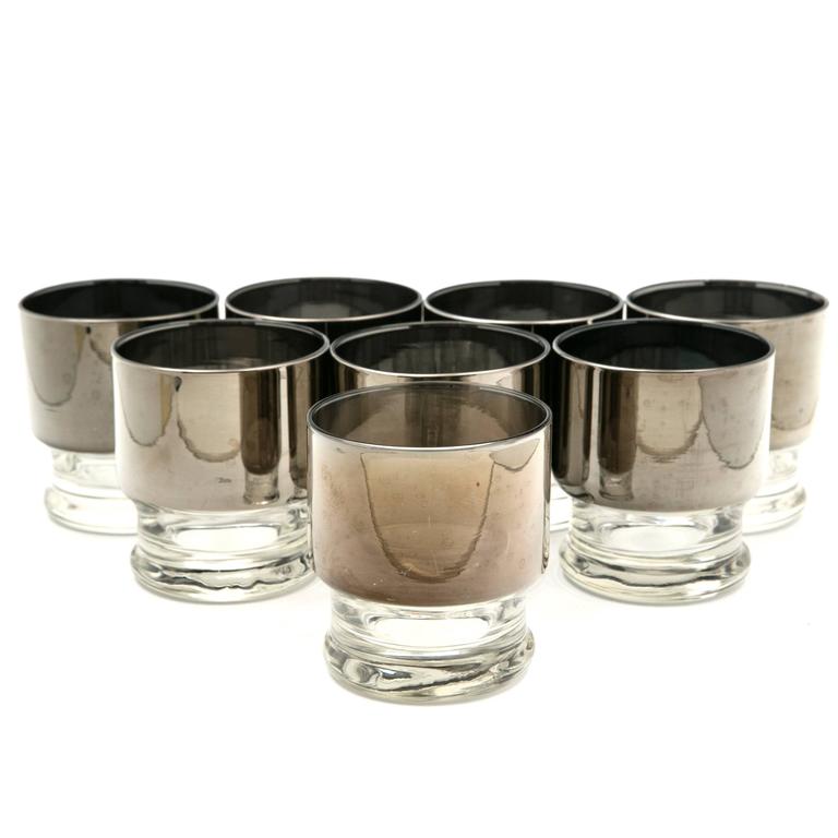 Silver Ombré Rocks Glasses Set of Six at 1stDibs