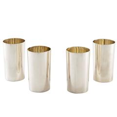 Four Perfectly Modern Tiffany Sterling Silver Tumblers