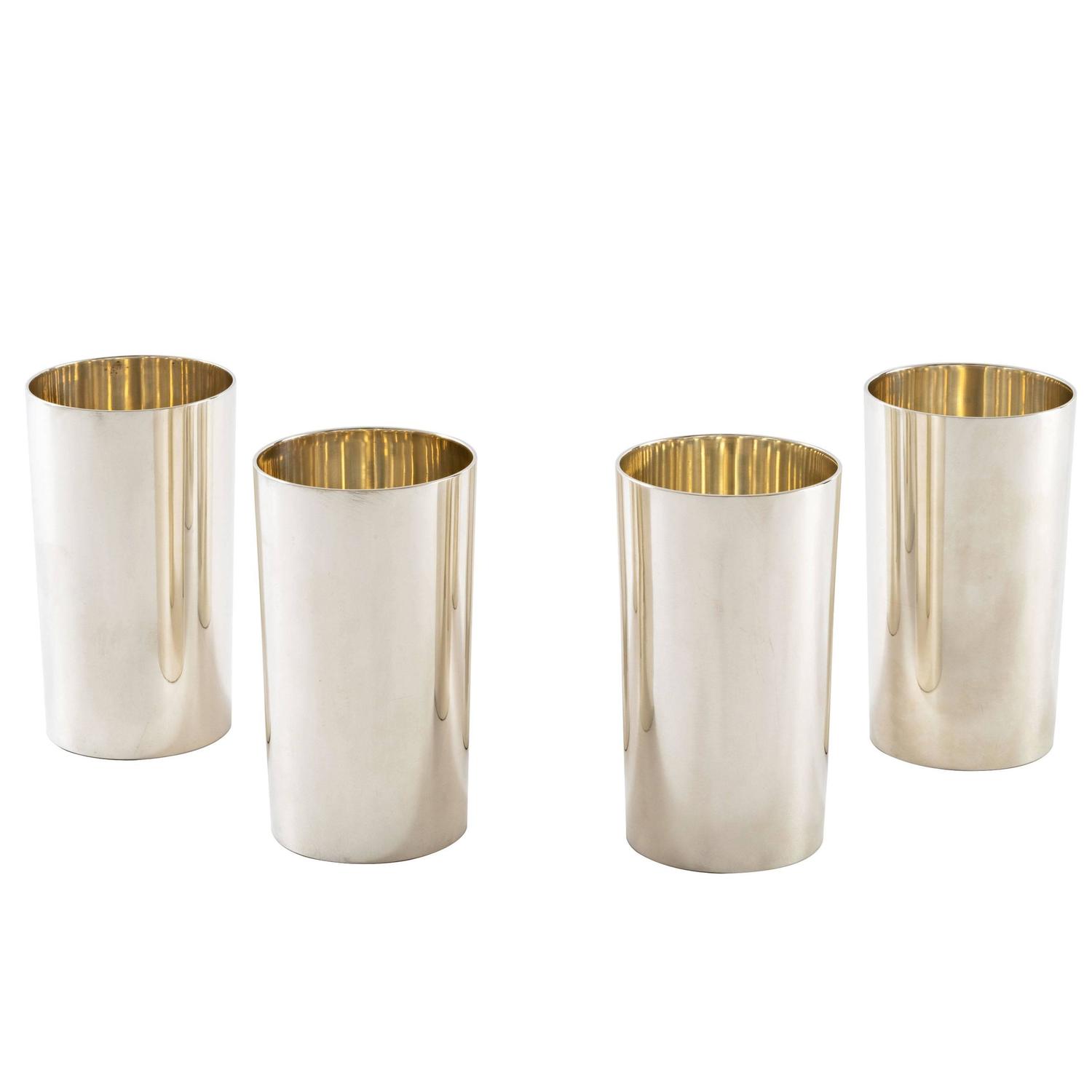 Four Perfectly Modern Tiffany Sterling Silver Tumblers For Sale at 1stdibs