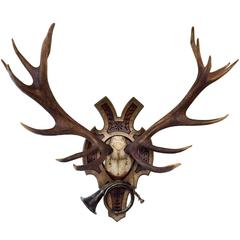 Historic 19th Century "Kitzbichl" Red Stag with Hunt Horn