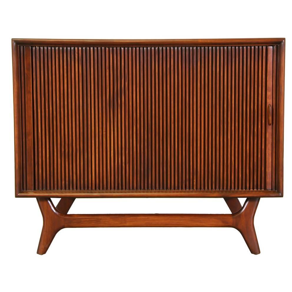 MidCentury Tambour Door with Sculptural Base at 1stdibs