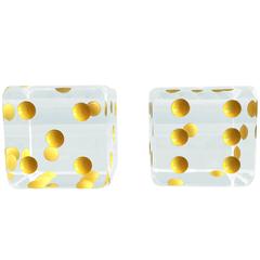 Vintage Oversized Dice Bookends in Lucite by Charles Hollis Jones