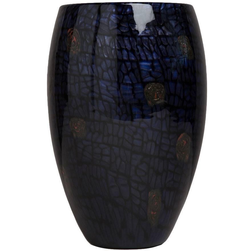 Vittorio Ferro Glass Vase with Aventurine Detail, 1990s For Sale