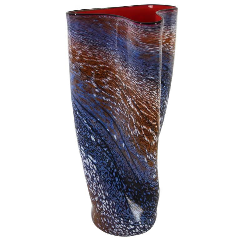 Unique Vase Tom Philabaum-Carlson, USA, Signed 1985, Studioglas For Sale