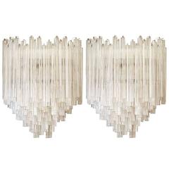 Large Pair of Venini Murano Glass Sconces 11