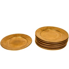 Set of Eight Gold Glazed Buffet Plates