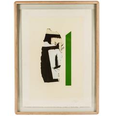 "In White with Green Stripe"  Lithograph by Robert Motherwell