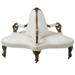 Antique 19th Century Victorian Carved Walnut Conversation Settee Sofa