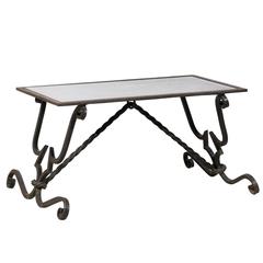 French Vintage Wrought Iron Base Coffee Table