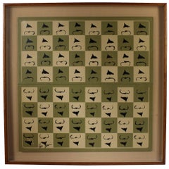 Vintage Chessboard "Homaage á Marcel Duchamp" with the L.H.O.O.Q. Mustache by Arman