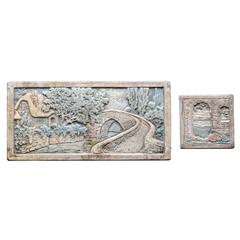 Antique Large and Accent Fireplace Tiles by Claycraft, circa 1925