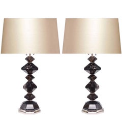 Pair of Dark Diamond Rock Crystal Quartz Lamps
