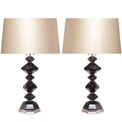 Pair of Dark Diamond Rock Crystal Quartz Lamps