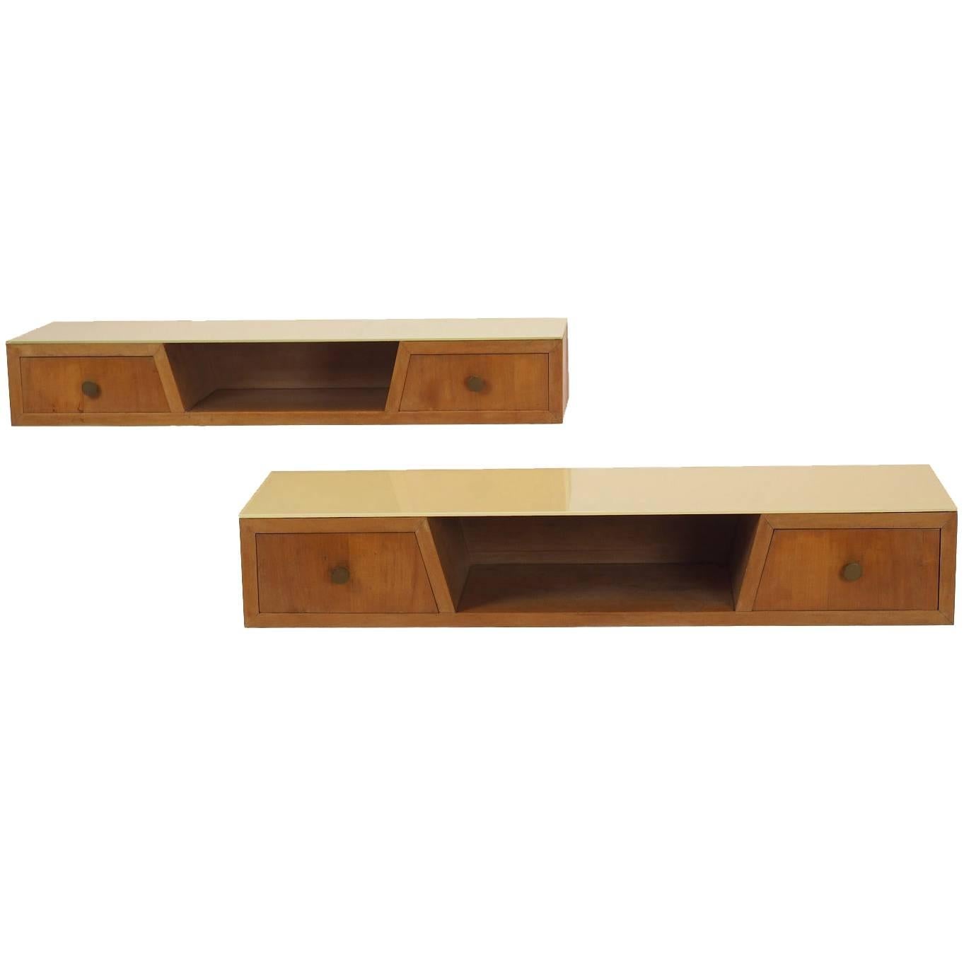 Mid-Century Modern Gio Ponti Couple of Hanging Consoles Certified, a One-Off, Milano, 1950s For Sale