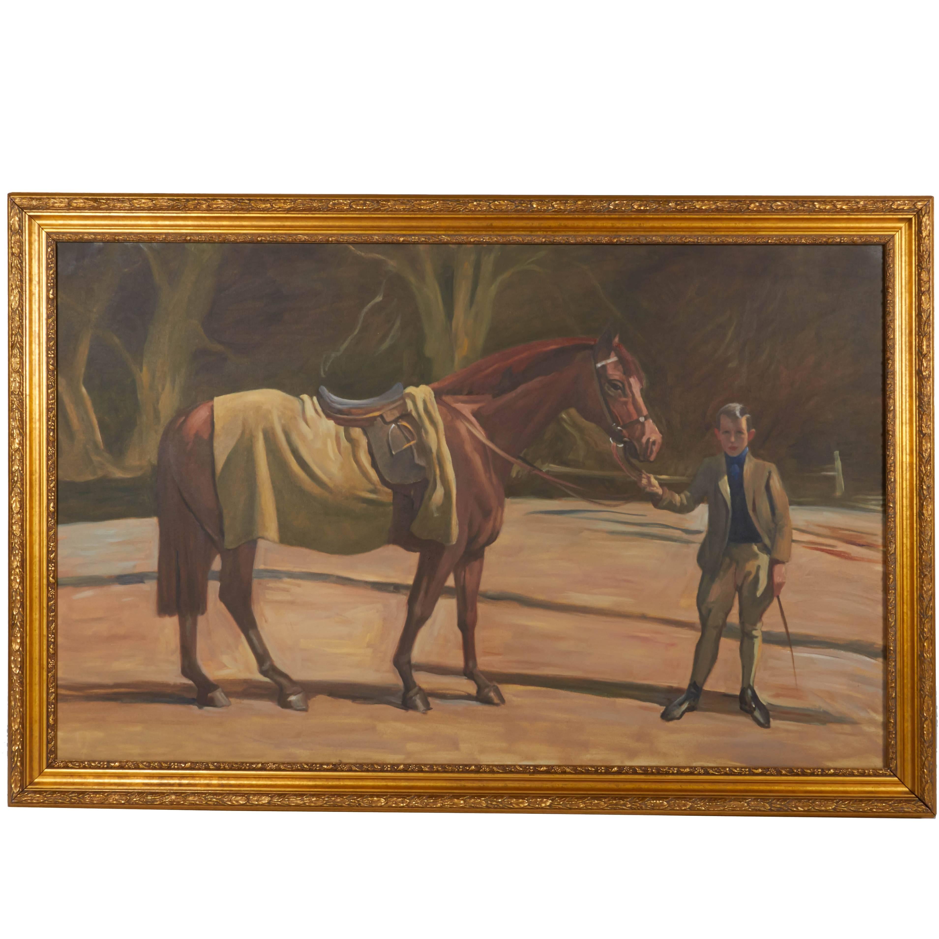 Oil on Canvas of Boy with Horse