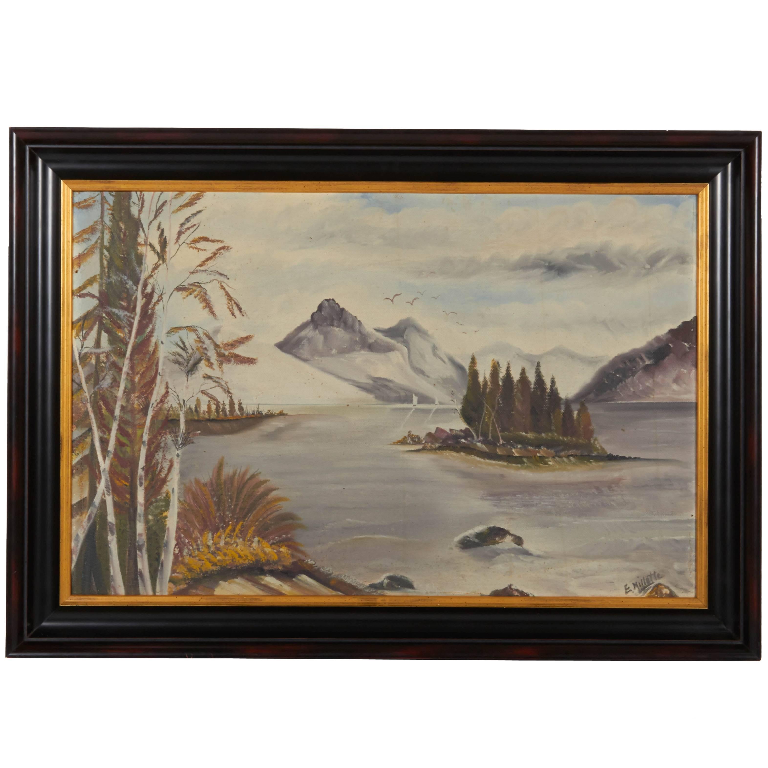 Painting of Landscape with Mountains For Sale