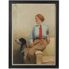Painting of Woman with Dog by James Durden