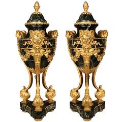French 19th Century Louis XVI Style Belle Époque Period Ormolu and Marble Urns 7
