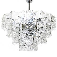 Kinkeldey Crystal Glass and Chrome Four-Tier Chandelier, Germany, 1970s 2