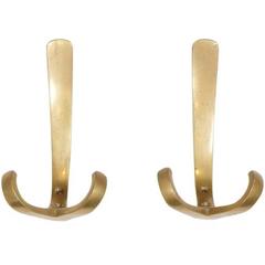 Set of Two Solid Bronze Coat Hooks