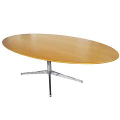 8' Vintage Oval Oak Table by Florence Knoll 