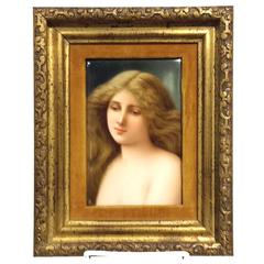 Antique Framed KPM Porcelain Plaque, 19th Century