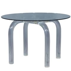 Vintage Round Glass and Lucite Occasional Table