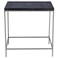 Modern Polished Chrome Table with  Embossed Leather Top