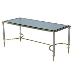 Maison Jansen Style Polished Chrome and Brass Cocktail Table