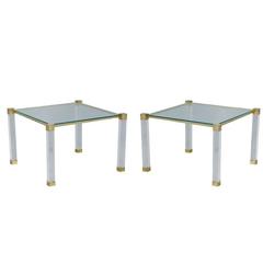 Pair of Vintage Polished Brass and Lucite Side Tables