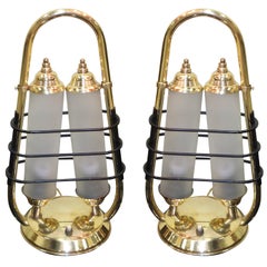 Pair of 1950s Italian Brass Table Lanterns