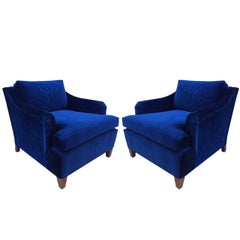 Pair of Art Deco Upholstered Lounge Chairs in Mohair 2
