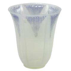 'Campanule' Opalescent Glass Vase with Blue Patina by René Lalique