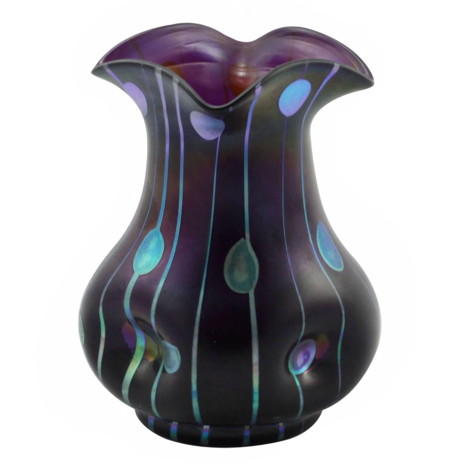 Art Nouveau "Steifen Und Flecken" Vase Attributed to Loetz