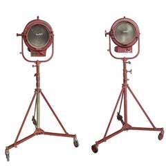 Vintage Pair of Mole Richardson Rolling Spotlights