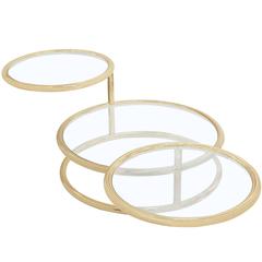 Kinetic Brass Coffee Table with Swiveling Glass Table Tops