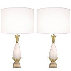 Pair of Fluted Murano Glass Lamps