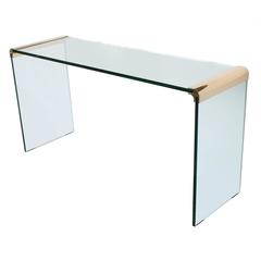 Pace Brass Glass Waterfall Console Table