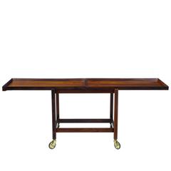 Danish Rosewood Serving Table Trolley by Poul Hundevad