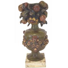 Monumental Antique French Louis XV Provincial Carved Wooden Vase, circa 1750