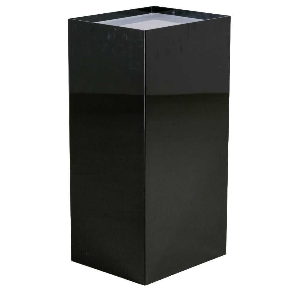 Oversized Black and Ivory Acrylic Lightbox Pedestal For Sale