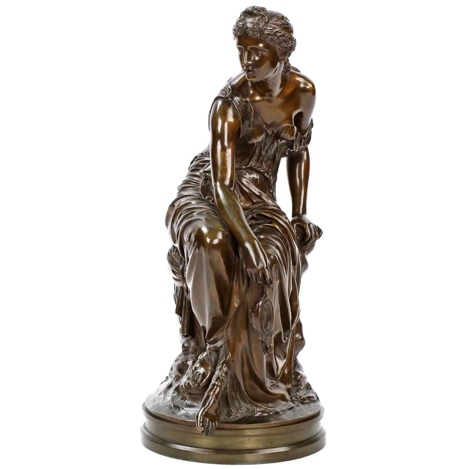 Etienne-Henri Dumaige Antique French Bronze Sculpture of Psyche
