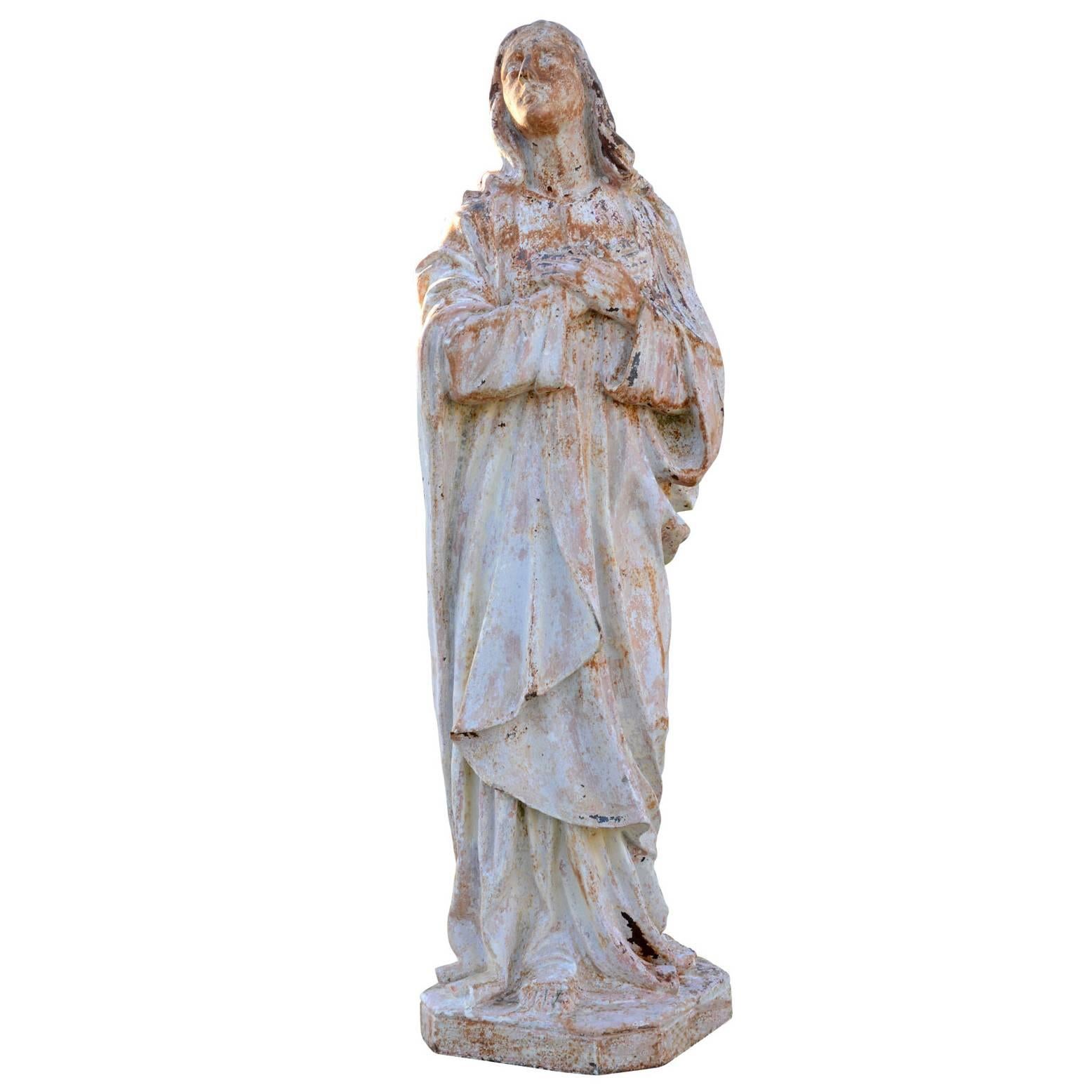 Cast Iron Statue Representing St. Mary Magdalene, 19th Century For Sale