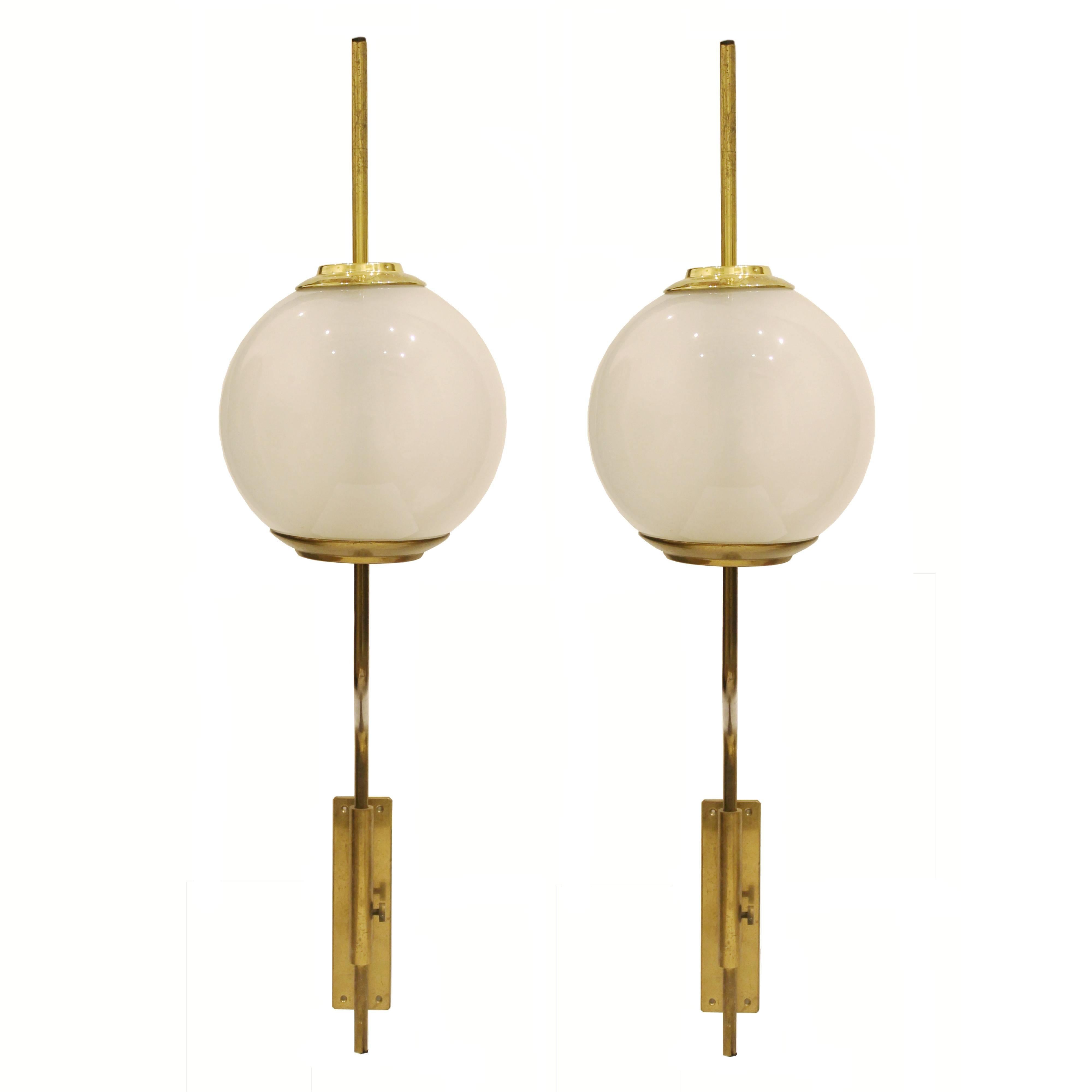 Pair of 'Pallone' Sconces by Luigi Caccia Dominioni, Model LP11, Azucena