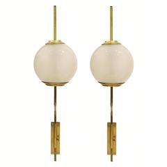 Pair of 'Pallone' Sconces by Luigi Caccia Dominioni, Model LP11, Azucena