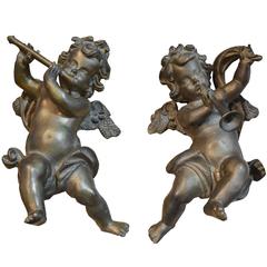Pair of Bronze Putti