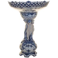 Royal Copenhagen Blue Full Lace Tall and Rare Centerpiece, Figural