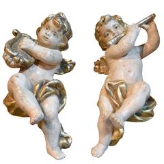 Pair of Wood and Gesso Putti